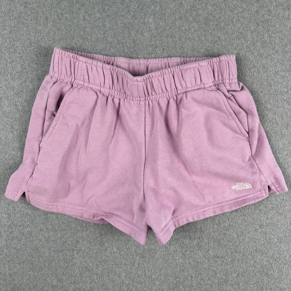The North Face Womens Purple/Pink Fleece Sweat Shorts Size Small Embroidered